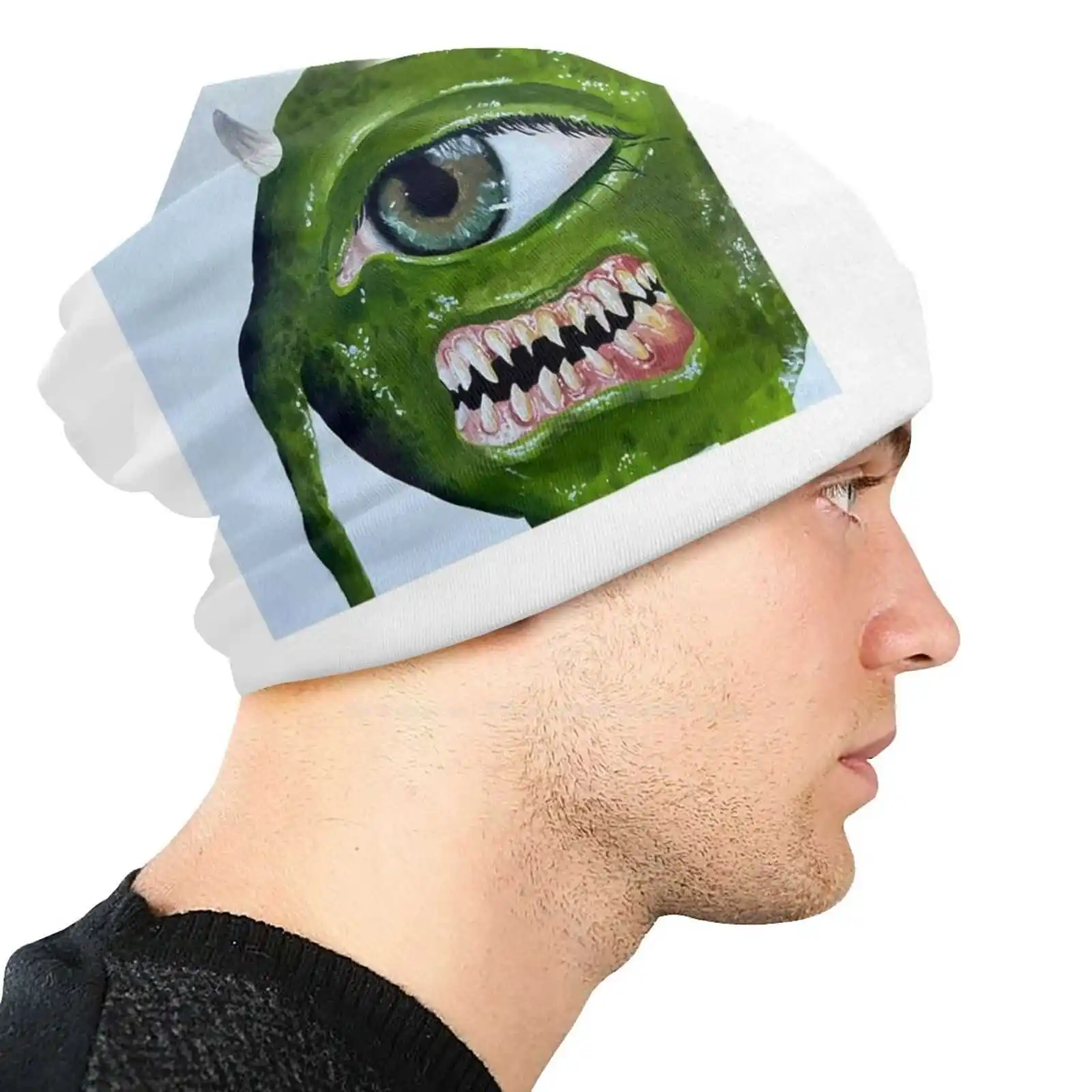 Michael Wazowski Knitted Hat Warm Beanie Outdoor Caps Monsters Scary Creepy Green Eye Teeth Horror Monster S Inc Sulley Pixar image 3