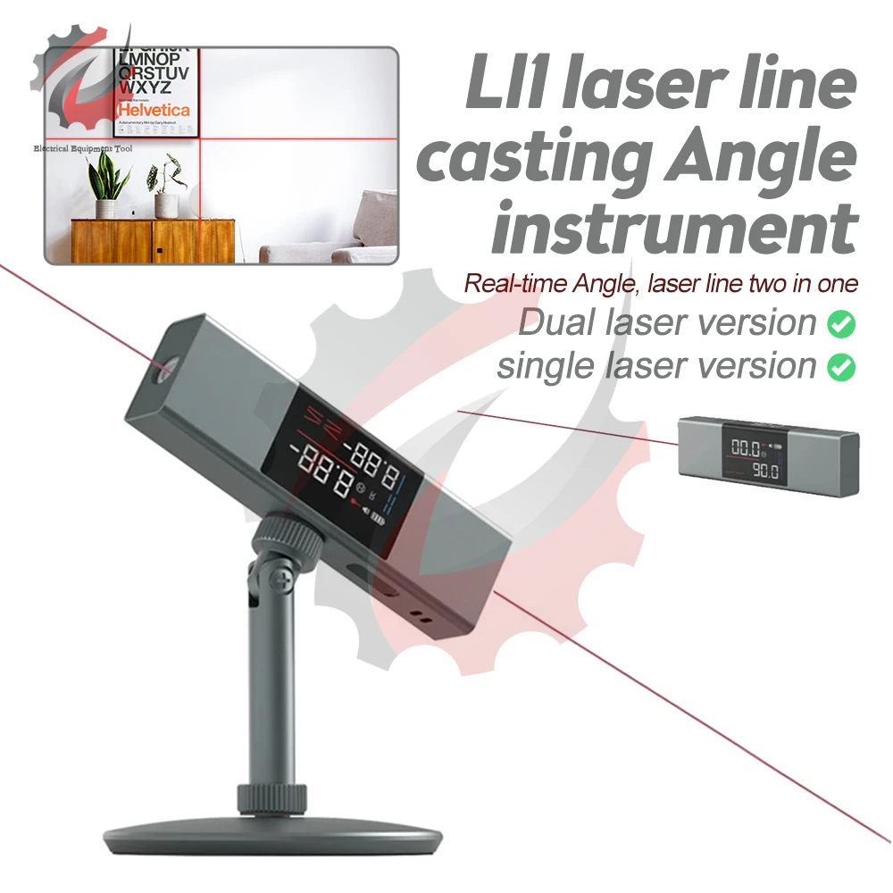 LI1 Laser Protractor Digital Inclinometer Angle Measure Laser Level Ruler Type-C Laser Measurement Construction Tool Angle Ruler