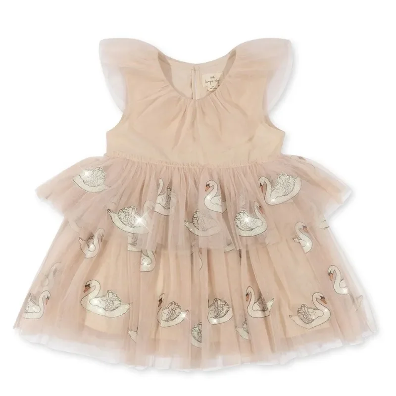 Summer New Short Dresses Swan Dress Kids Clothes Girls Party Dress Princess Baby Girl Clothes Vestido Robe Vestidos De Festa