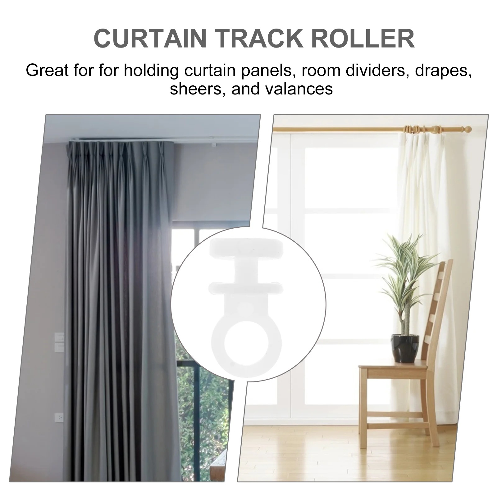 

200pcs Curtain Buckle Drapery Rollers Plastic Long Lasting Smooth Slide Track Curtains Room Dividers Window Closet Bedroom