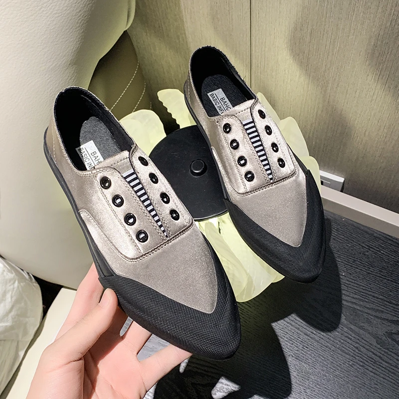 New Shoes Woman 2024 Trend Canvas Sport Casual Shoes Spring Flats Sneakers Running Ladies Loafers Pointed Toe Shoes