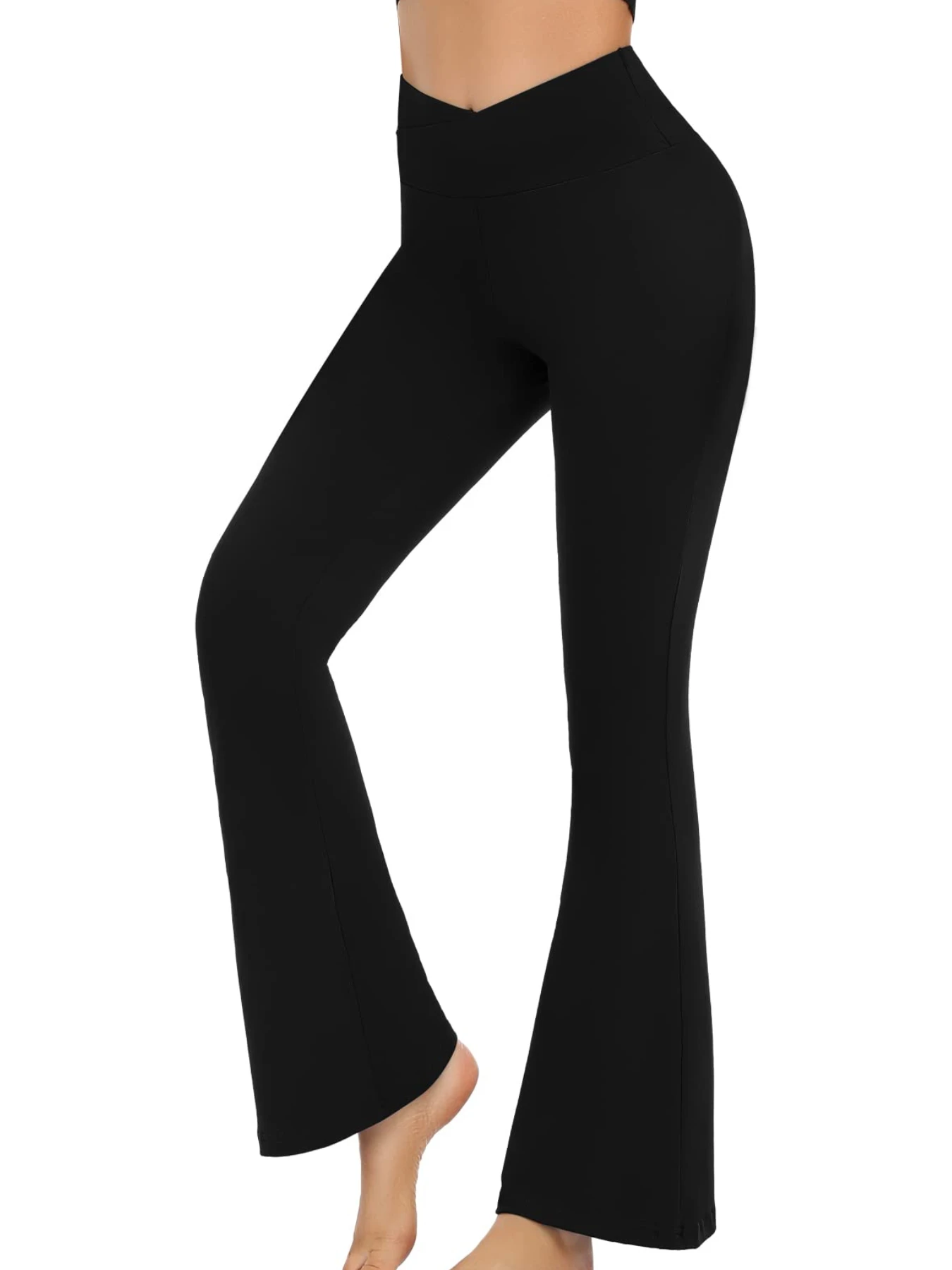 Rozkloszowane legginsy Crossover Damskie spodnie do jogi Kontroluj brzuch Spodnie z szerokimi nogawkami i wysokim stanem