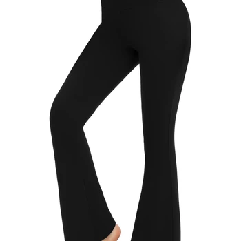 Flared Leggings Crossover Women's Yoga Pants Control Tummy High Waist Wide Leg Pants