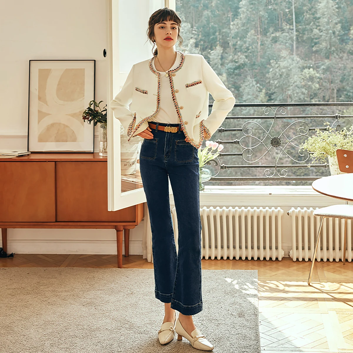 OLrain French Short Tweed Jacket Women's Winter 2025 Contrast Long Sleeve Coats Pocket Elegant Fashion Outerwear O23CW81020