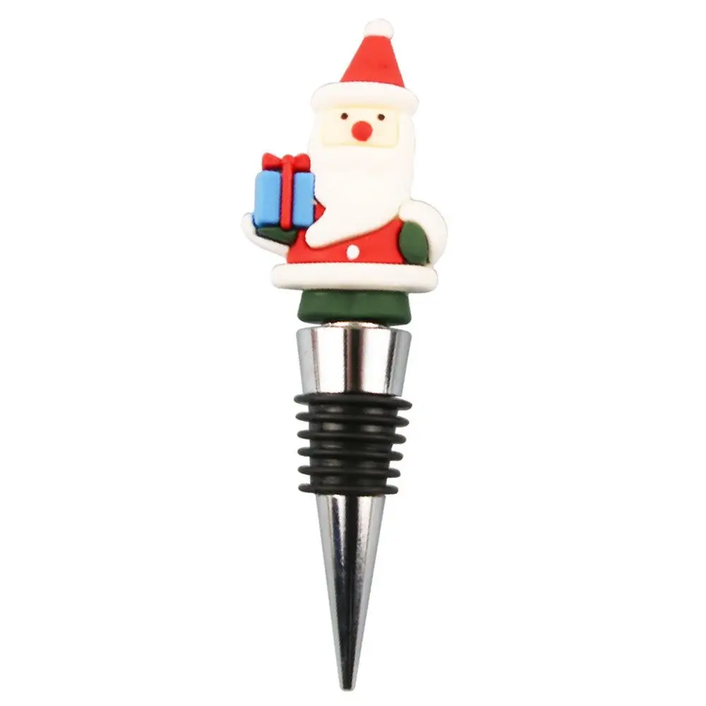 Reusable Christmas Wine Bottle Stopper Twist Cap Keeping Liquid Fresh Christmas Bottle Sealing Plug Rubber Ring Vacuum Sealed