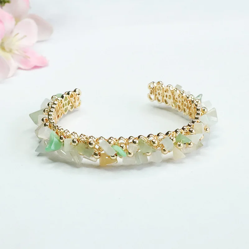 

​​Natural Burmese Jadeite Multicolored Rainbow Bracelet - Hand-Inlaid "Charm of Five ElementsRaw JadeStrandBoho Luxury Jewelry​