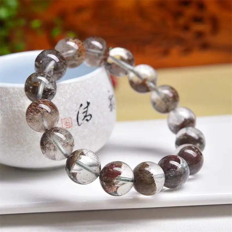 

12MM Natural Red Garden Quartz Bracelet Crystal Healing Energy Bangles Yoga Meditation Jewelry Gift