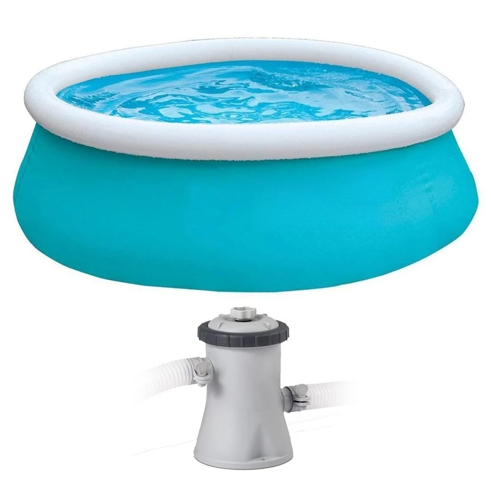 

Easy Set 6 Foot x 20 Inch Round Inflatable Above Ground Outdoor Backyard Swimming Pool with 330 GPH Easy Set, Customized
