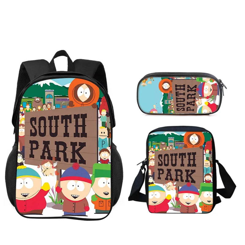 

South Park 3pcs Set Backpack Pen Bag Shoulder Bag Durable Trendy, Versatile Cartoon School Boy and Girl Birthday Best Gift