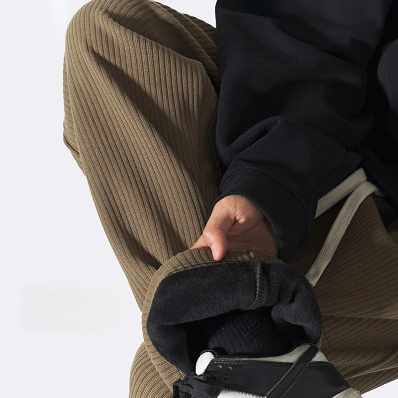 

Мужские вельветовые брюки на осень-зиму, свободные, прямого кроя, повседневные, в американском ретро-стиле, универсальные, на флисовой подкладке, спортивные