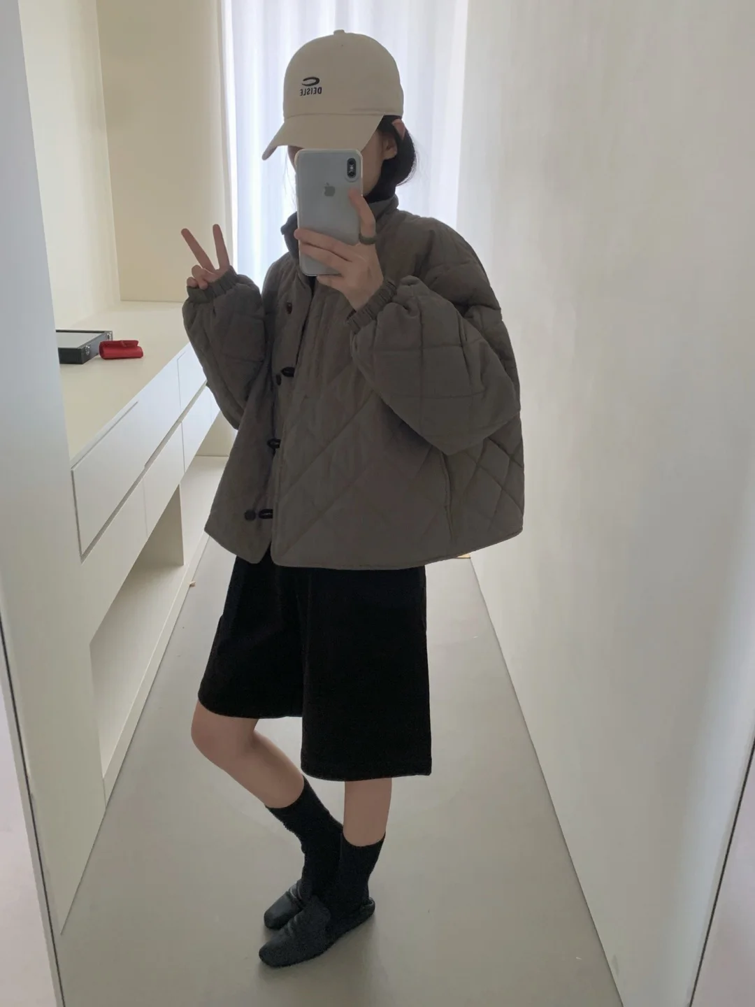 

Slimming Quilted Cotton Jaet Thin Casual Loose Stand Collar Autumn Winter Long Sve Regular Length Commute Sle 00 Brand