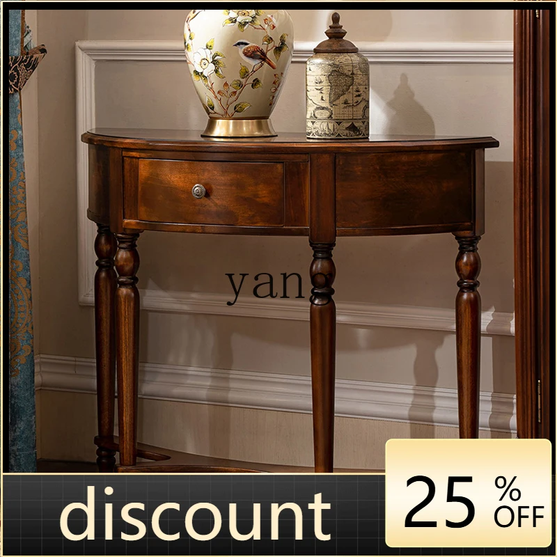LTT simple American solid wood foyer porch cabinet entry door semicircular corridor table