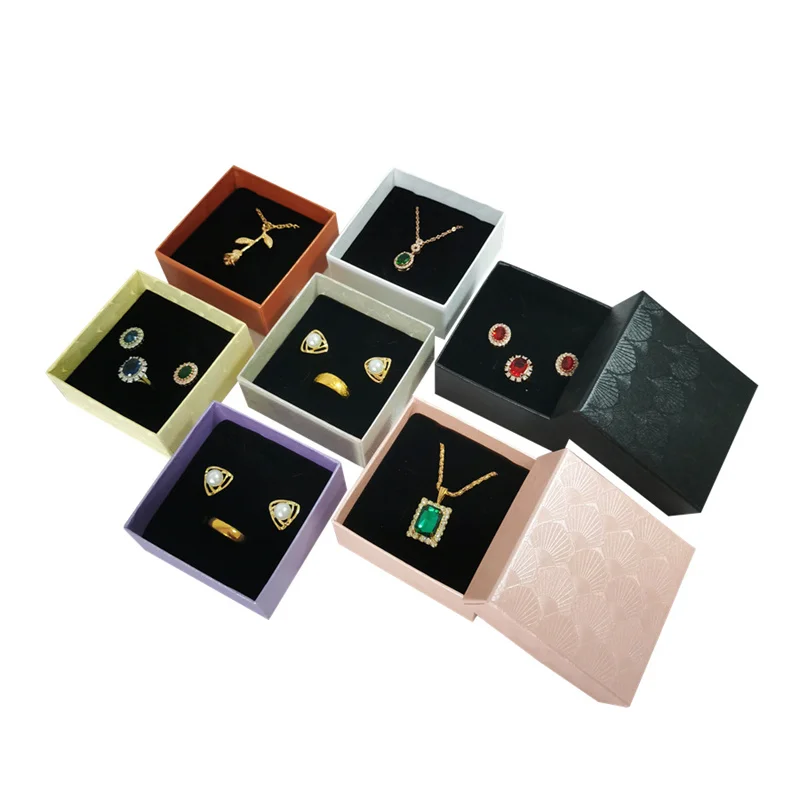 12PCS High Hardness Paper Gold Shell Pattern Jewelry Box Pendant Bangle Necklace Ear Ring Jewelry Multi-Purpose Packing Box