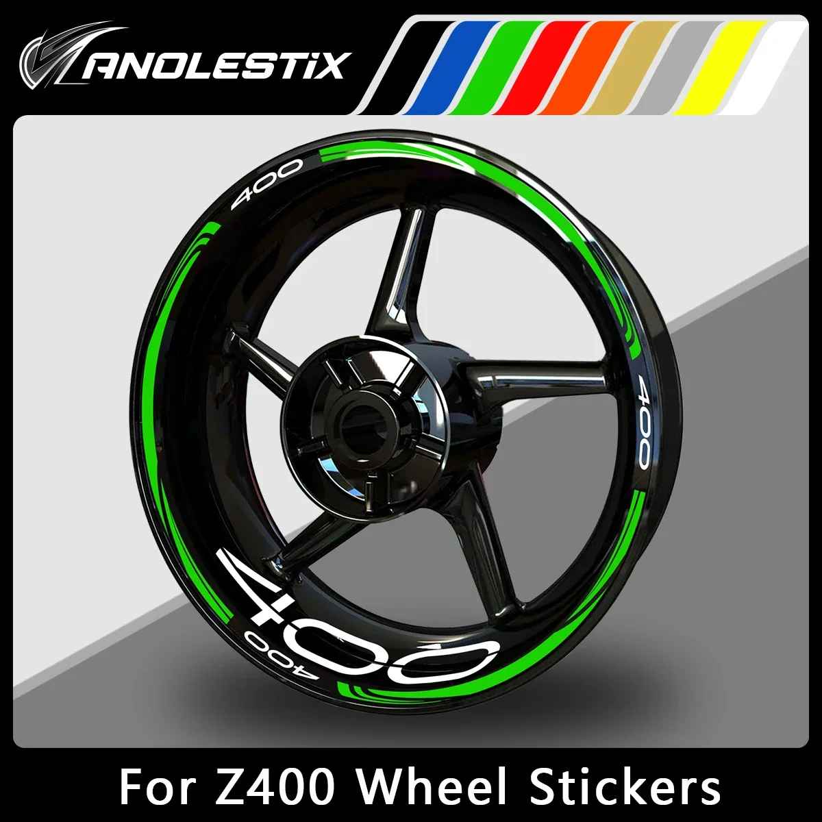 

AnoleStix Reflective Motorcycle Wheel Sticker Hub Decal Rim Stripe Tape For Kawasaki Z400