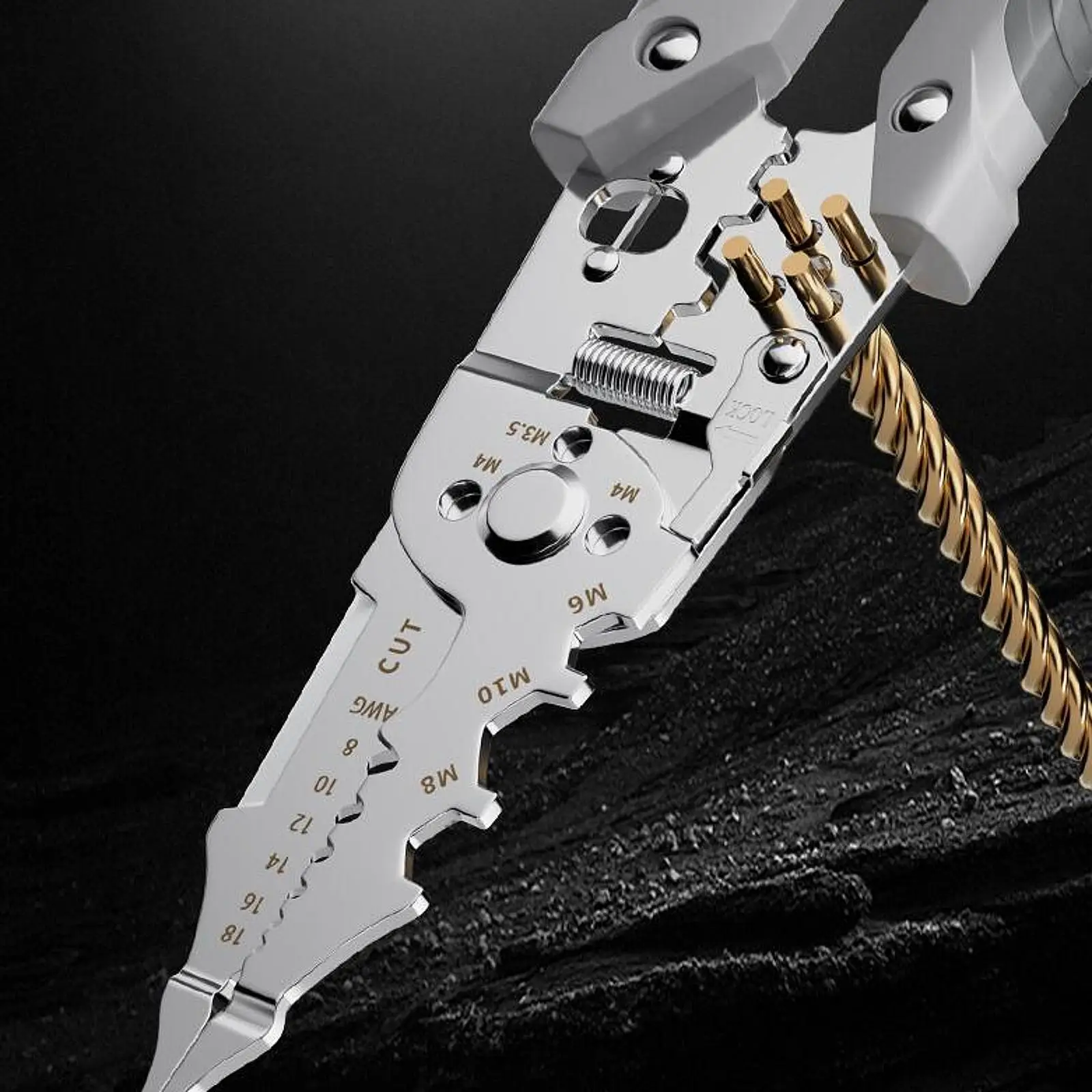 Wire Stripper Crimping Plier Manganese Steel Wiring Tools Wire Crimping Tool for Crimping Cutting Dividing Electricians Clamping