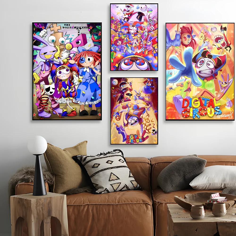 Cartoon The Amazing Digital C-Circus   Posters Fancy Wall Sticker for Living Room Bar Decoration Vintage Decorative Painting