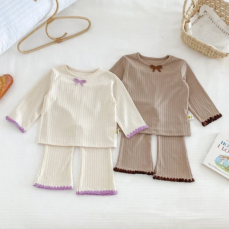 2025 New Autumn 0-4Yrs Kids Clothing Set Long Sleeved Cotton T-shirt+Pants Toddler Baby Girls Sports Clothes Suit