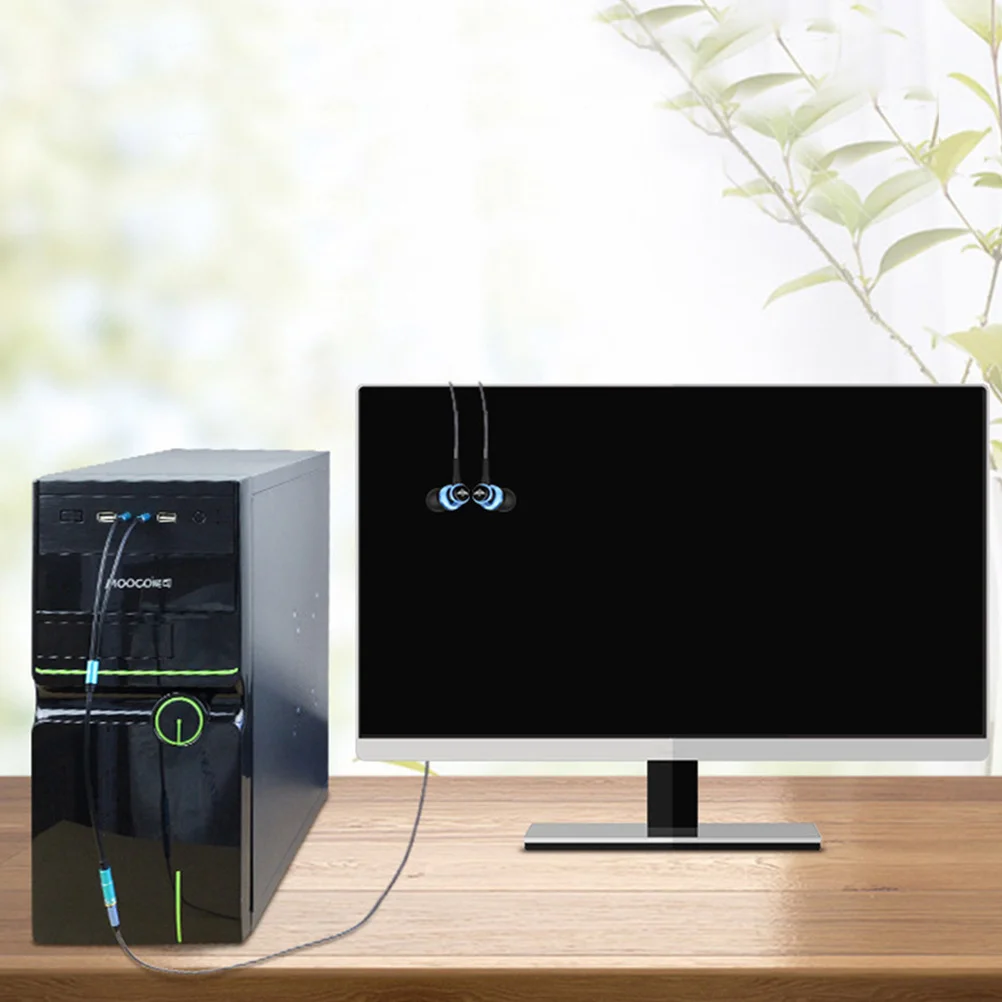 

2Pcs Earphone Converter Headphone 3.5mm Splitter Aluminum Alloy Mic Audio Y Splitter Cable Dual Female Male for Computer Laptop