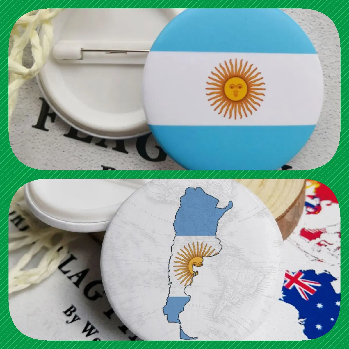 Argentina Argentinean Map Flag National Emblem National Flower Brooch Badges Lapel Pins