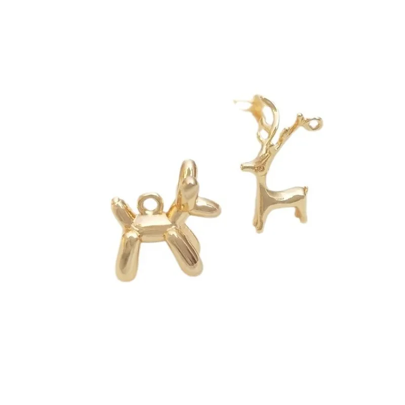 

14K Gold Bag Color Retention Cute Balloon Dog Elk Deer Pendant Handmade Pendant DIY Original Jewelry Bracelet Accessories