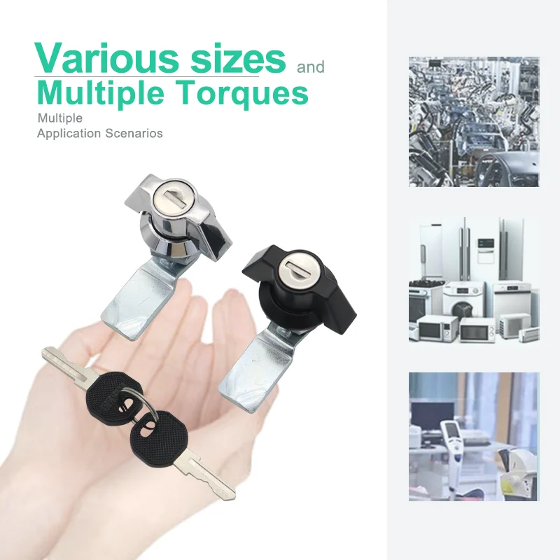 4pcs Cabinet Mechanical Equipment Electrical Box Electrical Cabinet Door Zinc Alloy Handle Cylindrical Tongue Lock