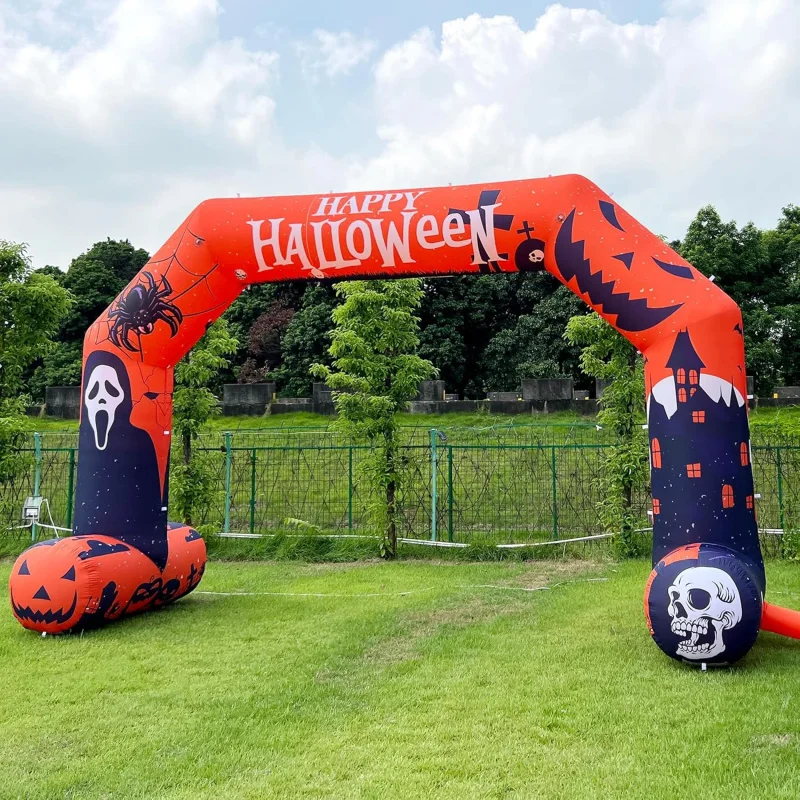 EQ20ft Halloween Orange Inflatable Arch Decoration with 250W Blower,Hexagon Inflatable Archway for Outdoor Decoration