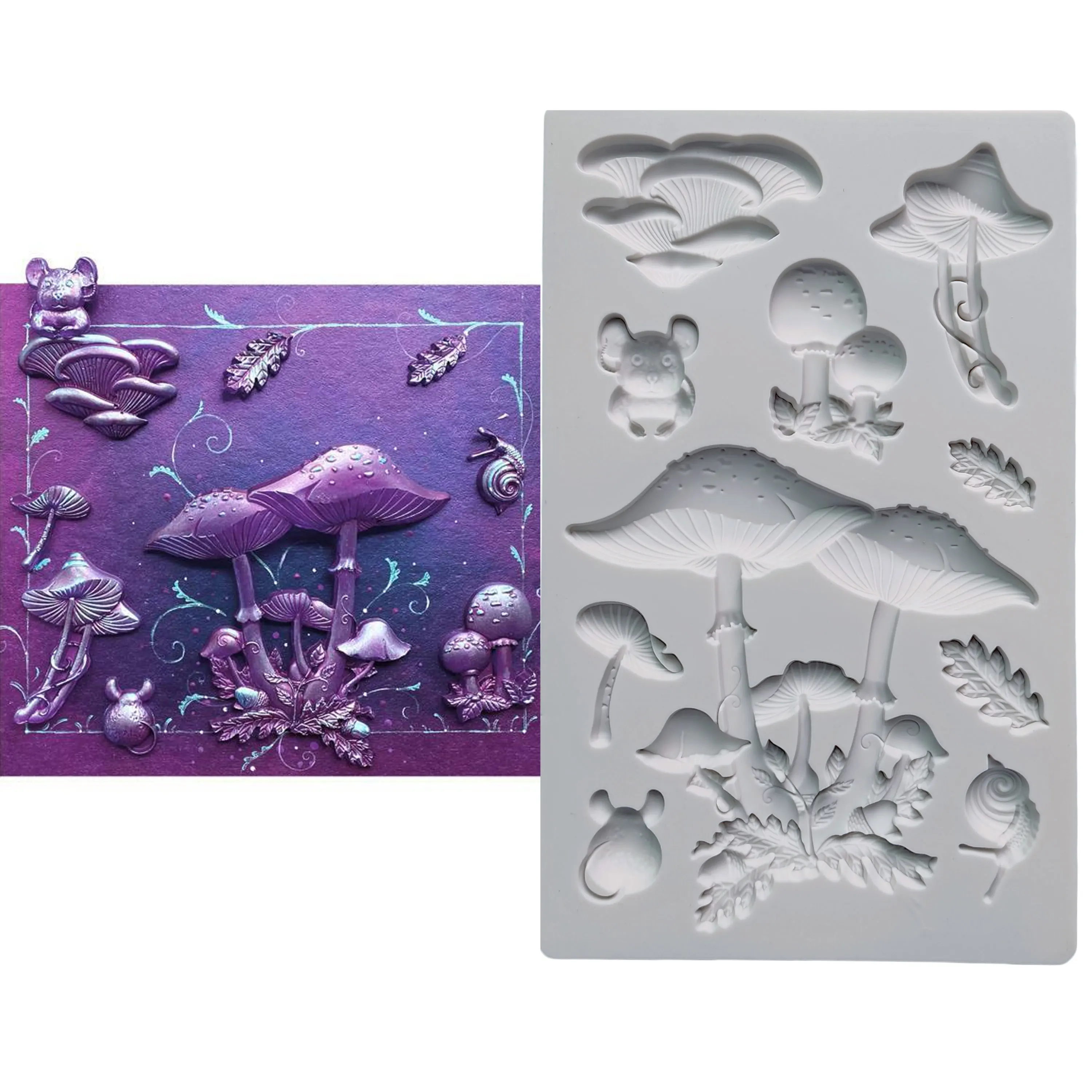 Forest Floor ,Mushroom Silicone Mould Fondant Cake Tool Gumpaste Mould, Sugarcraft, Chocolate Forms,Kitchen Accessories