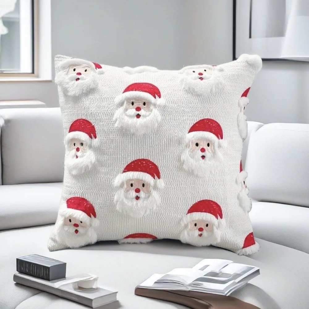 Happy New Year Plush Christmas Pillow Covers Tree Reindeer Xmas Pillowslip Soft Snowflake Santa Pillow Cover Festive Holiday