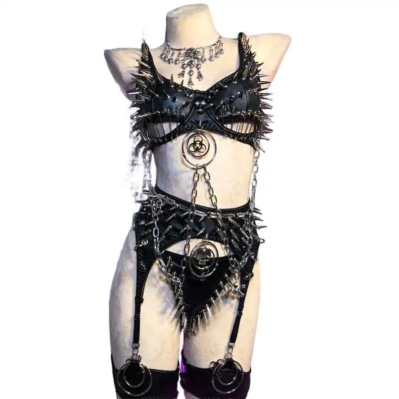 Hand Made Y2K Halter Camisole TOPS Glitch Core Grunge Hip Hop Eco Studded Rivet Emo Punk Rock Festival Gothic E-Girls Rave