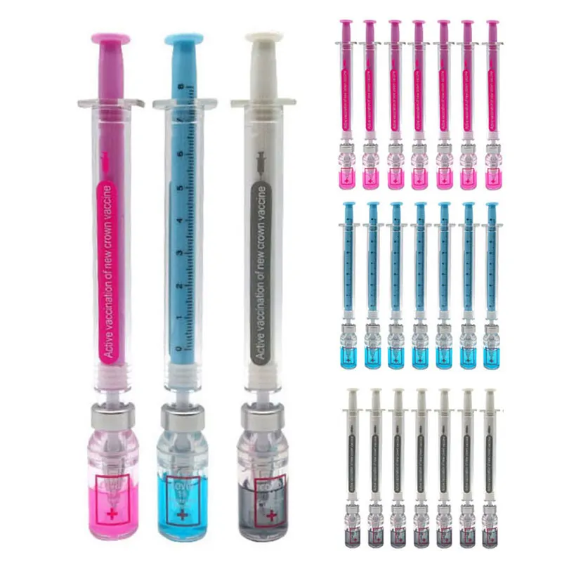 21Pcs 0.5mm Needle Neutral Pen Cylinder Modeling Signature Pen Decompression Gel Pens Syringe Neutral Pen Black Ink