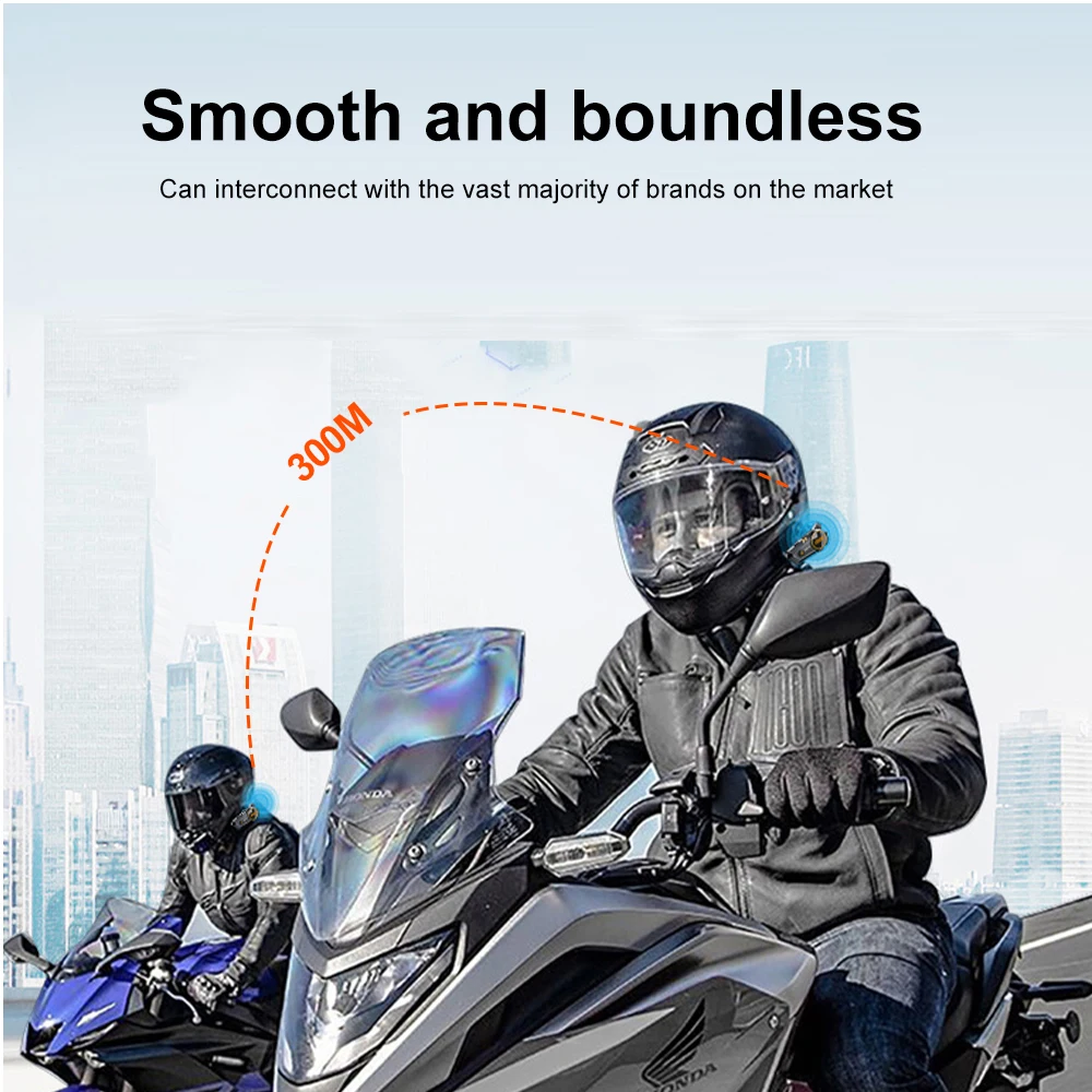 Motorcycle Helmet Intercom Bluetooth Headset 1000mah Wireless Interphone Intercomunicador Waterproof Handsfree Call Headphone