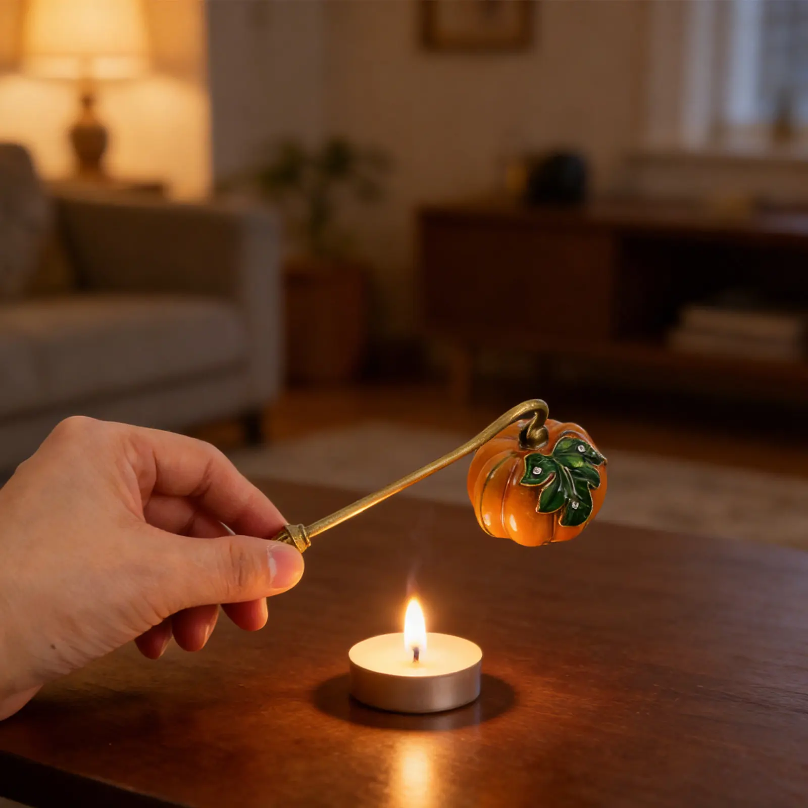 Vintage Metal Snuffer Extinguisher Tool Retro Pumpkin Design Decorative Wick Flame Snuffer Cover for Home
