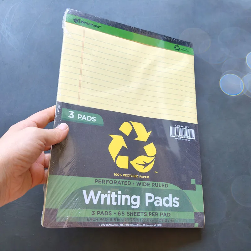 Blocco note A4 da 3 pezzi Blocco note stile USA Blocco note da 65 fogli Blocco legale Facile da strappare Materiale scolastico per ufficio Blocco note Blocco note