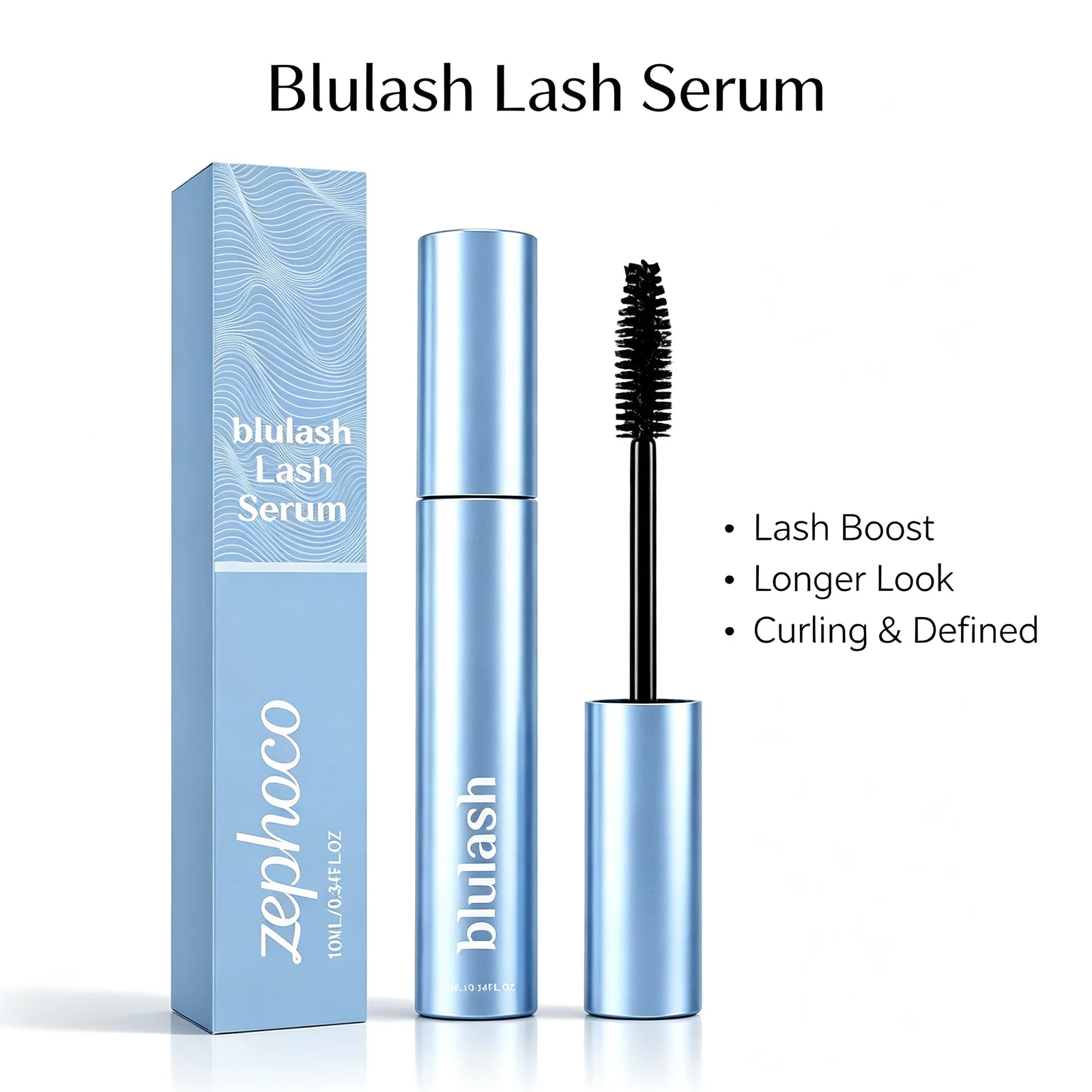 Lash Serum Mascara 10ml Lock Curl Smudge Proof Sweat Proof Tear Resistant Clump Free Nourishing for Sensitive Daily Eyes Makeup