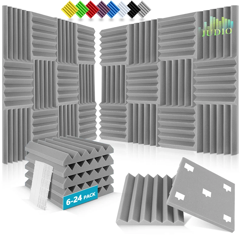 

Sound-Absorbing Material 6/12/24 Pcs, Home Acoustic Panels Cinema Absorbing Wall, Soundproofing Noise Cancelling Wedge Panel