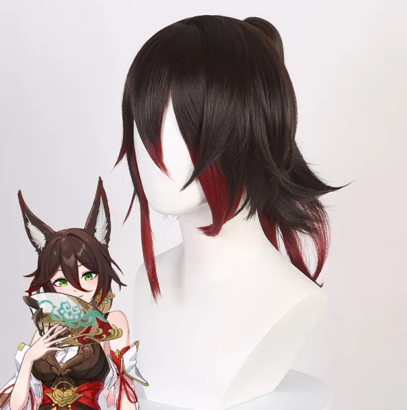 Peruka cosplay Teng Yun z gry Star Rail z gradientem, pojedynczym kucykiem i spinką typu tiger clip.