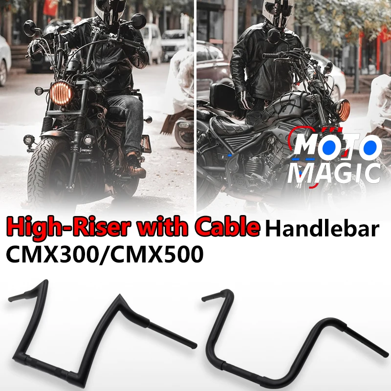

High-Riser 30CM Handlebar with Cable for honda cmx250 cmx300 cmx500 rebel 250 300 500 cmx matte black High quality Handle bars