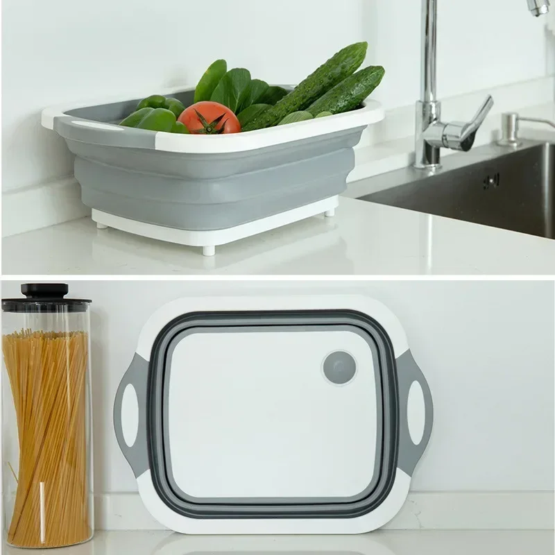 

Household Folding Vegetable Basin Chopping Board Cutting Board Portable Kitchen Sink Foot Bucket Washbasin Outdoor Camping Basin