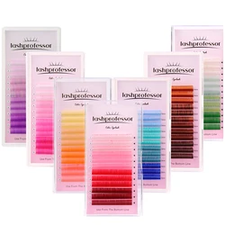 Farbe Wimpern Verlängerung rot lila blau rosa braun Regenbogen Farbe falsche individuelle Wimpern Verlängerung Seide russische Volumen Wimpern