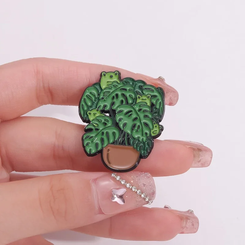 Skeleton Ghost Frog Enamel Pins Custom Animal Potted Plants Brooches Lapel Badges Punk Plant Jewelry Gift for Friends image 4