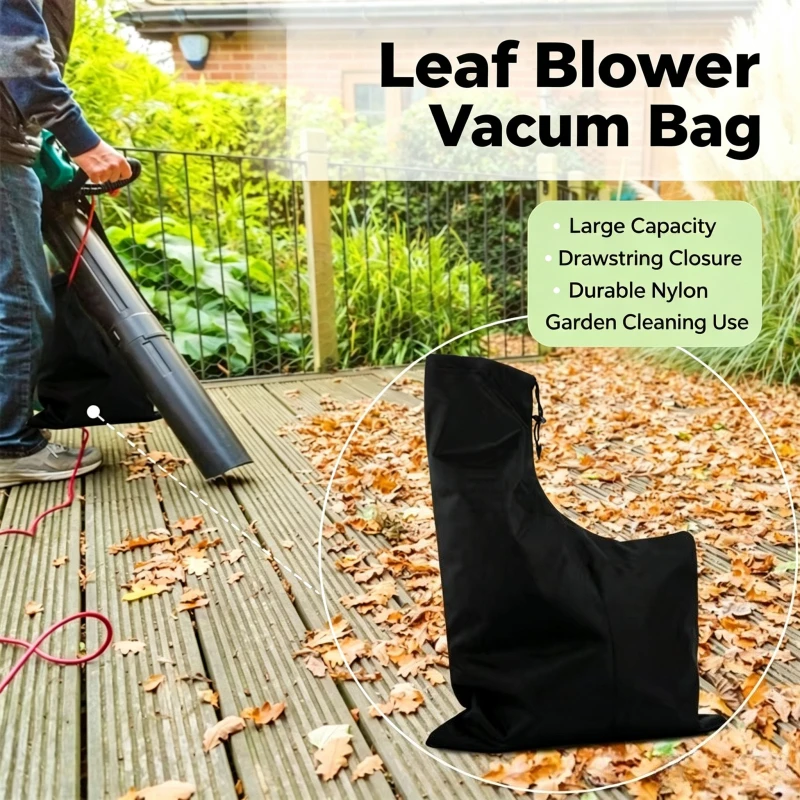 Oxford Cloth Black Outdoor Leaf Blower Vacuum Bag Replacement Leaf Blower Storage Bag for Garden Leaf Collection