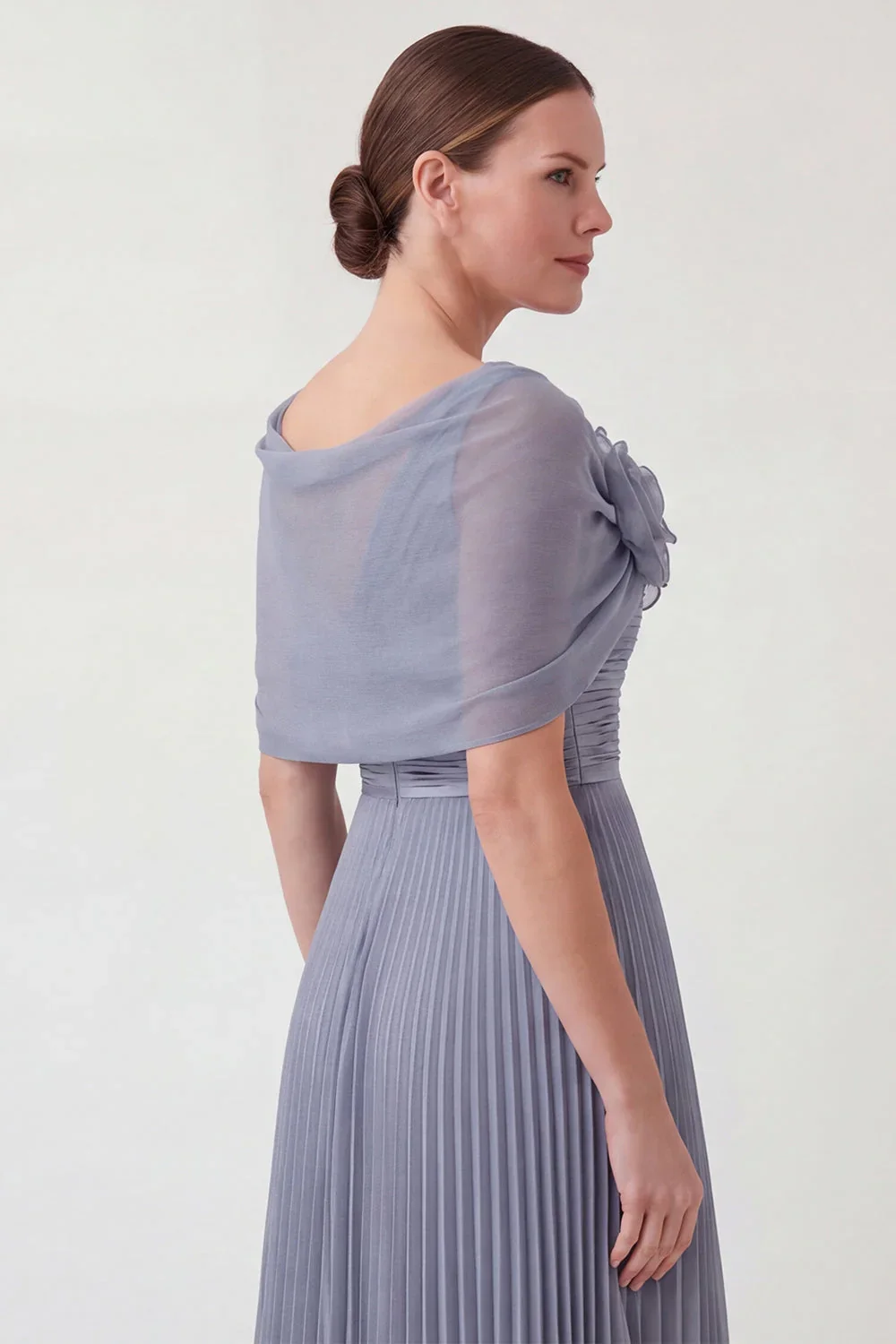 Customized V-neck Floor Length Flowers Pleat Woman Платье Корейский Стиль Kate Middleton Dress Vestido De Festa De Casamento view 5