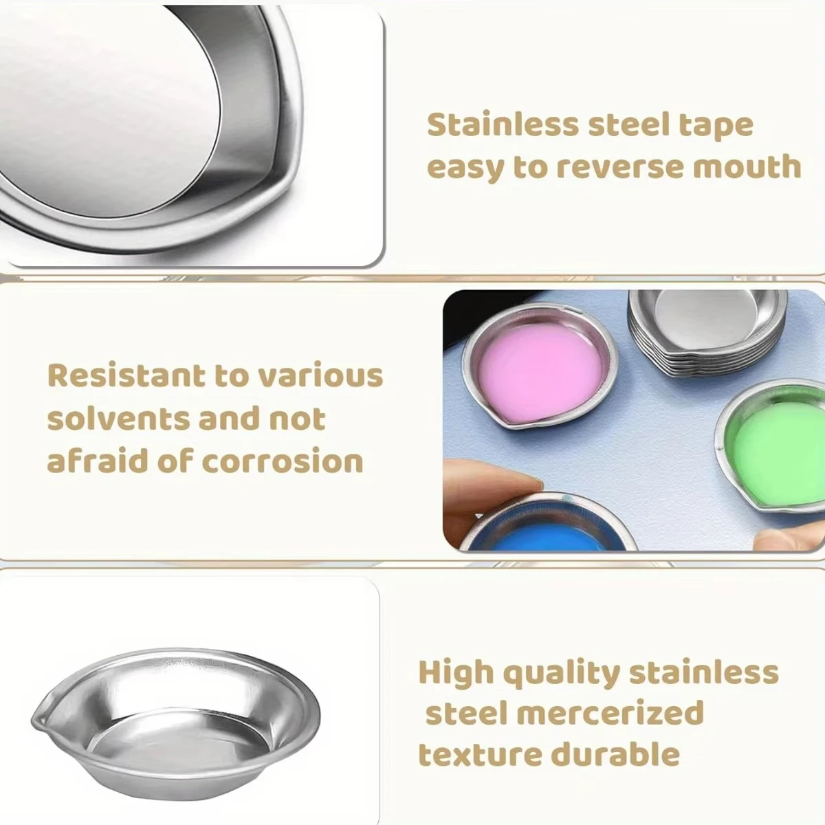 6/12/24pcs Durable Stainless Steel Paint Palette Set,Round Mixing Trays for Artists - Metal Art Supplies for Home and School Use