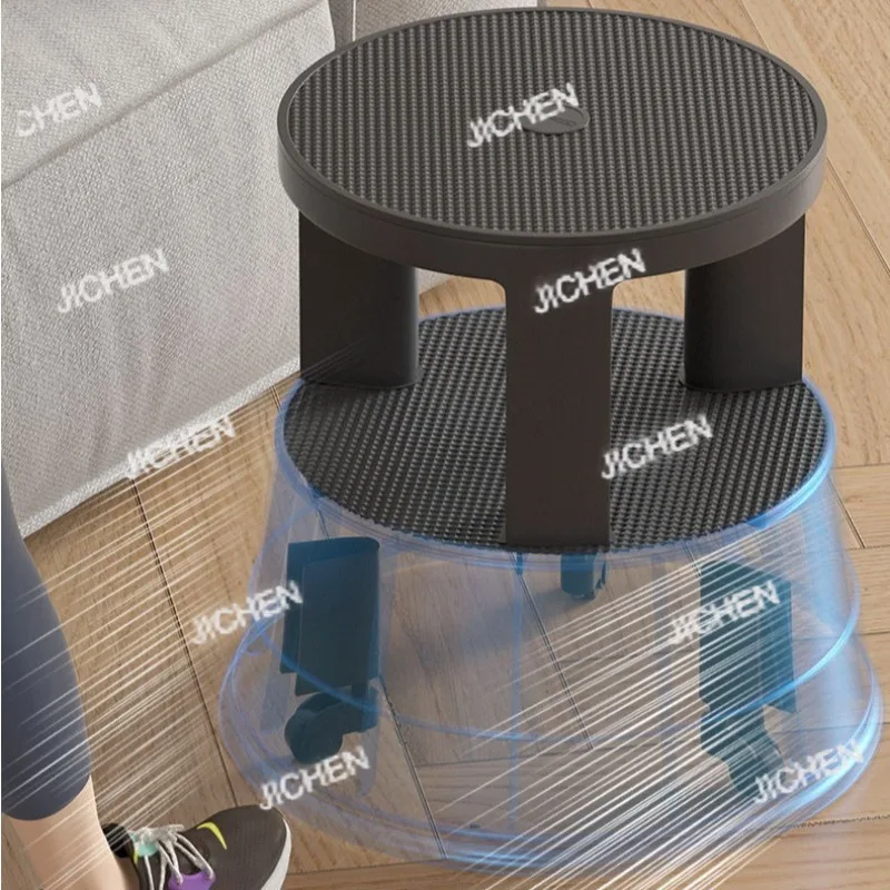 

Multi-functional Two-step Ladder Stool Household Thickened Anti-slip Portable Wheel Stools Save Effort Stable Home Decorations