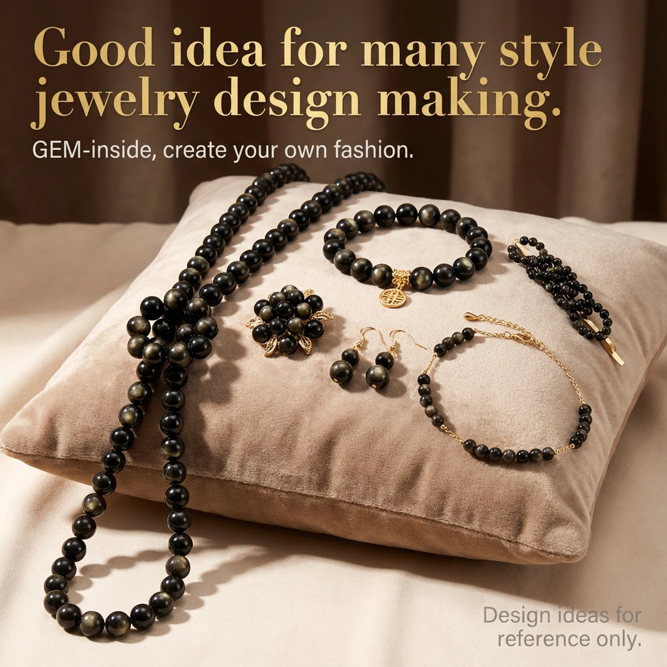 Natural Gold Obsidian Stone Beads For Jewelry Making Strand 15 Inches Loose DIY 4/6/8/10/12/14mm