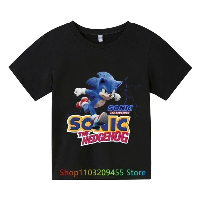 Summer Short Sleeve Sonic Tshirt Kids Cartoon Casual T-shirts Girls Tops Boys Basketball Jersey Children Trapstars Clothes