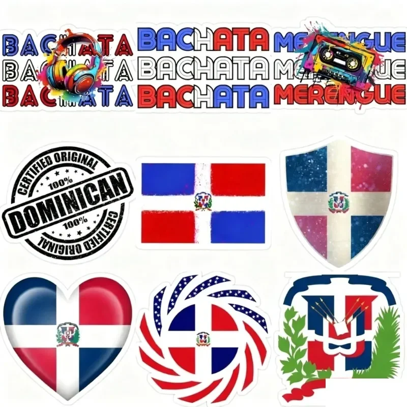 Bandeira dominicana emblema adesivos janela do carro de vidro motocicleta caminhão bicicleta parede sala capacete corrida fora de estrada mesa decalqu