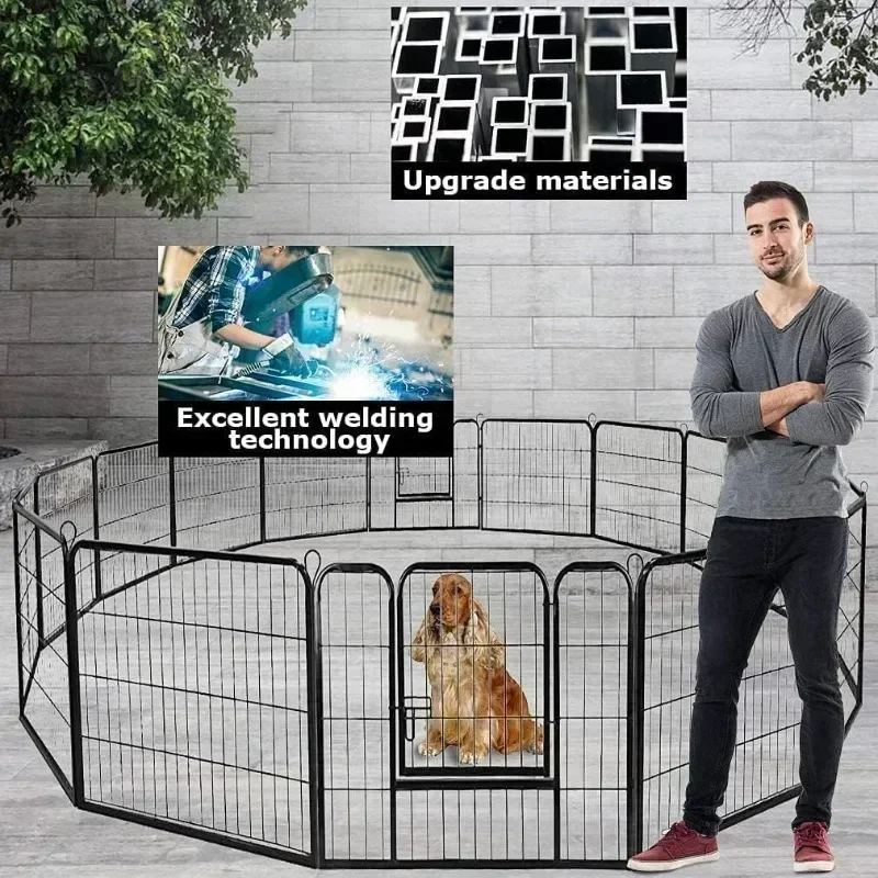 Pet Dog Fence 40 inch Height 16 Panels Metal  Outdoor Exercise