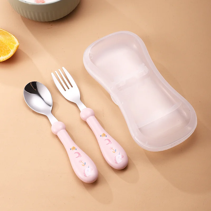 Immagine 5: Set di 2 posate per bambini in acciaio inossidabile, cucchiaio/forchetta, adatto per posate per bambini, ideale come regalo per madri e neonati