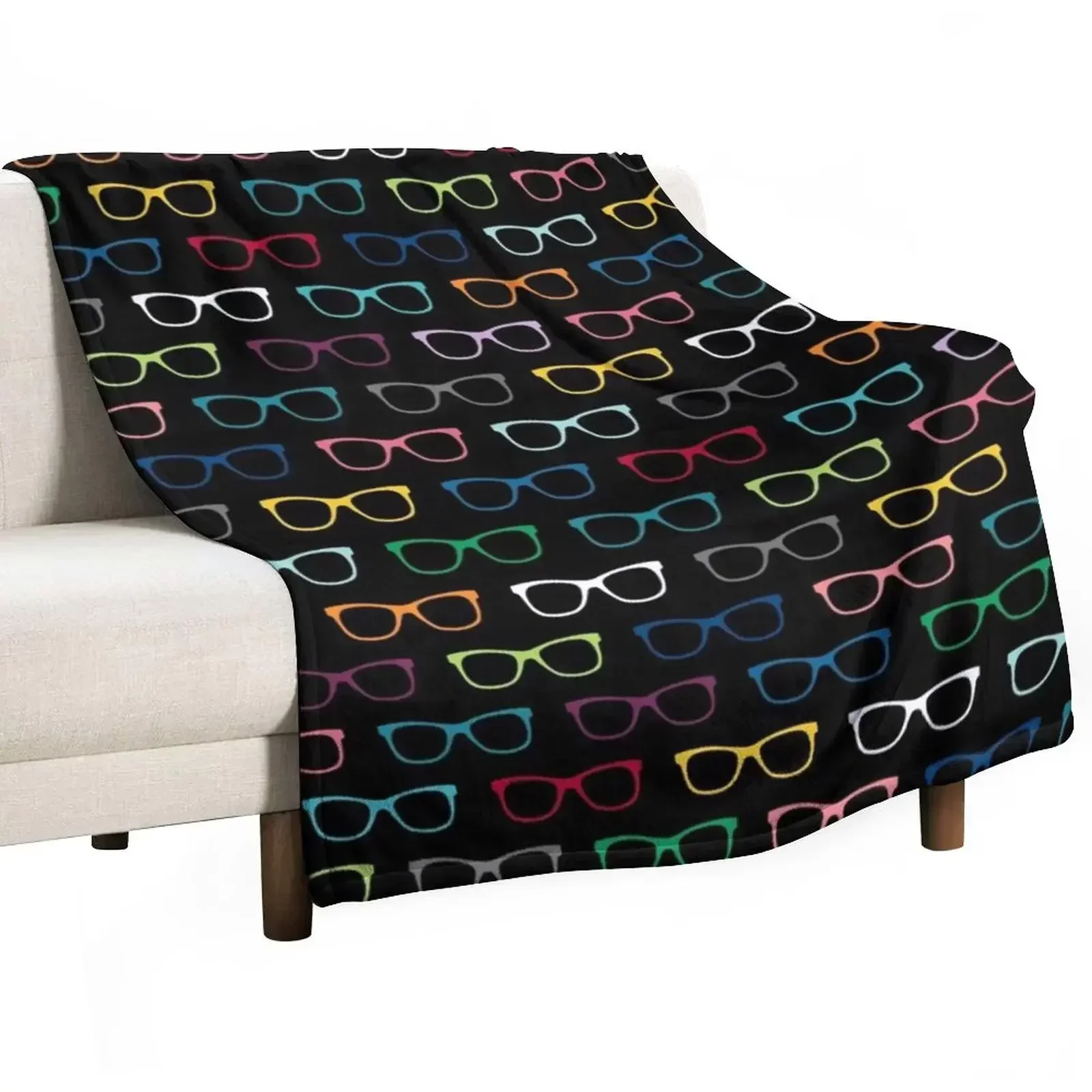 Colorful Hipster Eyeglasses Pattern Throw Blanket Moving Single Decorative Throw Luxury Decorative Sofas Flannel Blankets